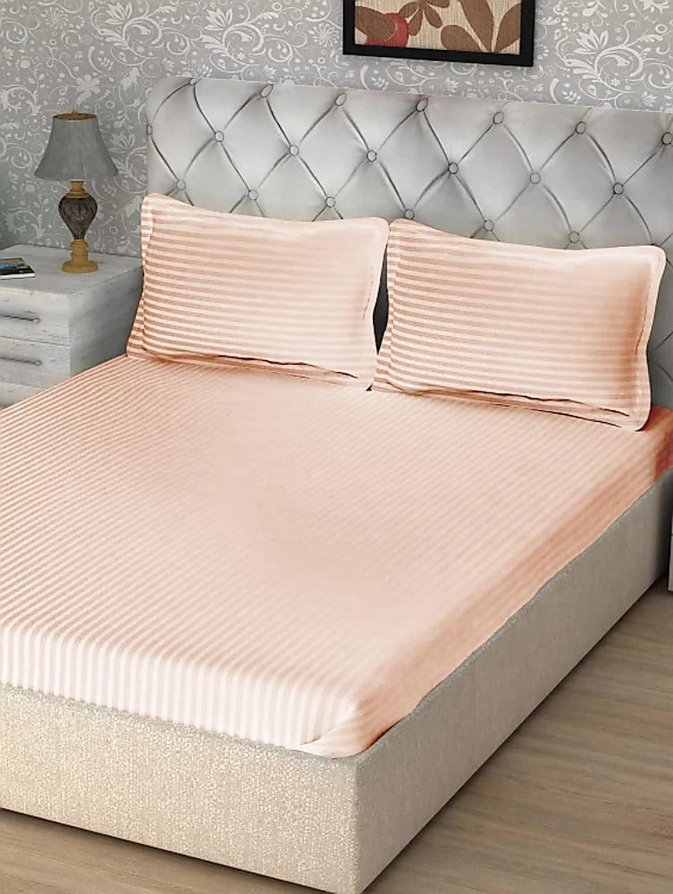 Satin Stripes King-Size Fitted Bedding Set