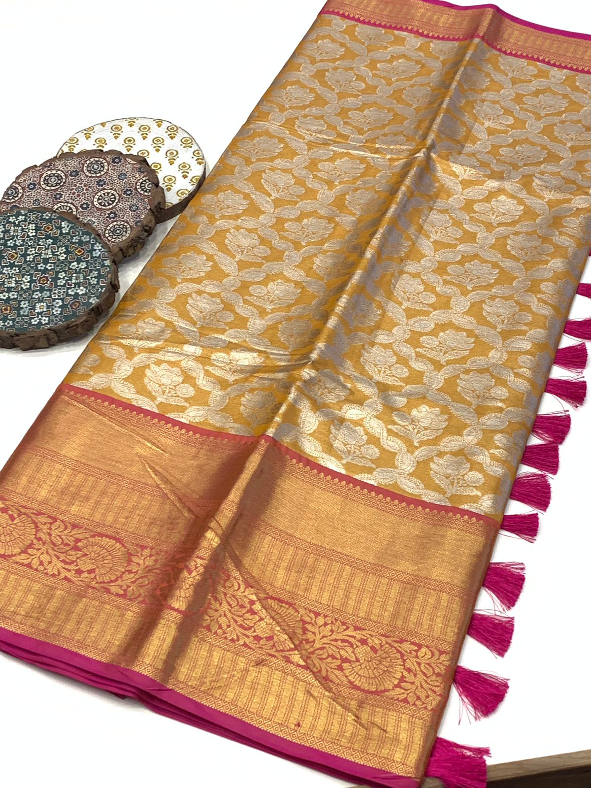 Buy Fancy Fab Woven Dharmavaram Silk Blend, Cotton Silk Dark Blue, Light  Blue, Gold, Blue Sarees Online @ Best Price In India | Flipkart.com