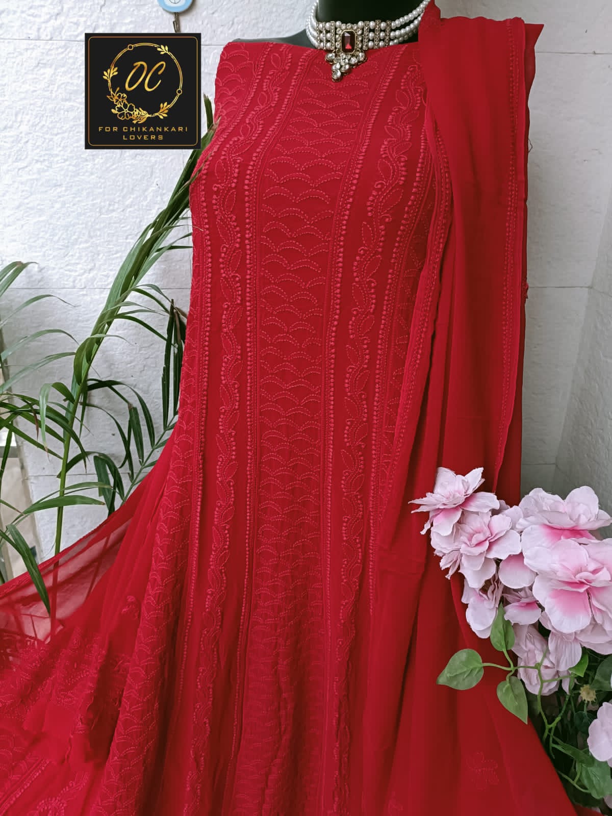 Viscose Georgette Chikankari Anarkali