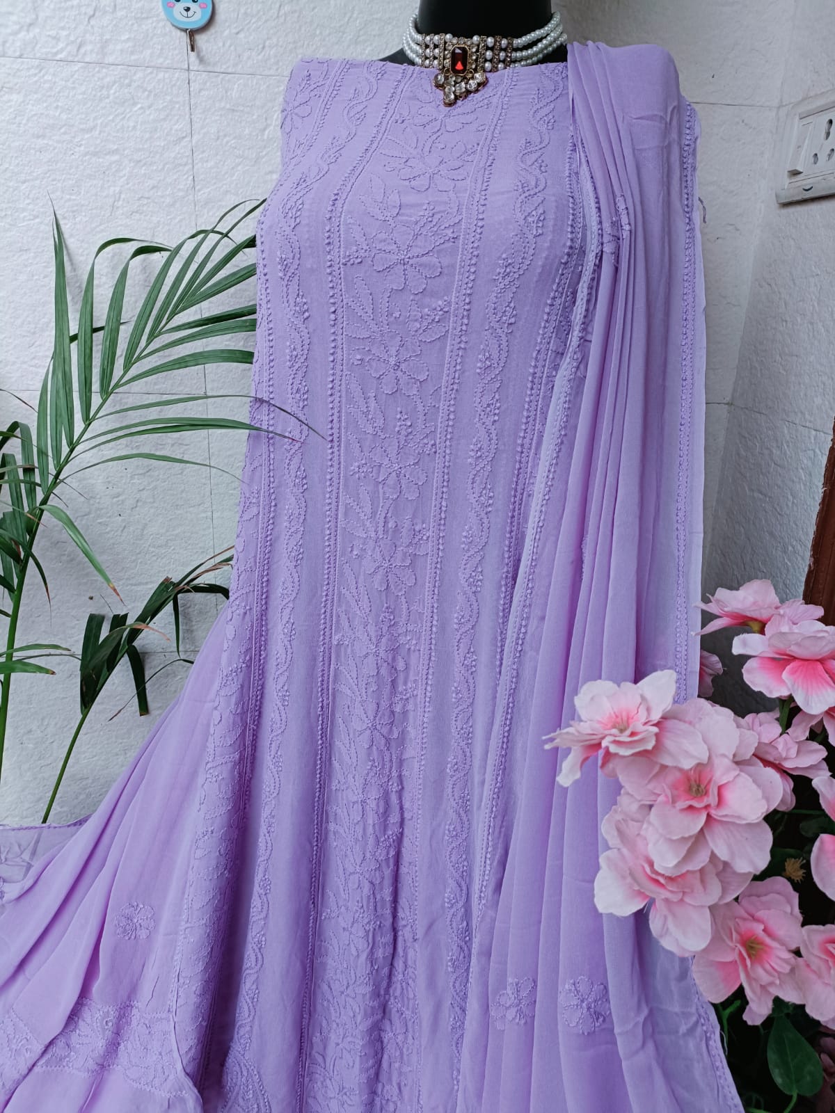 Viscose Georgette Chikankari Anarkali