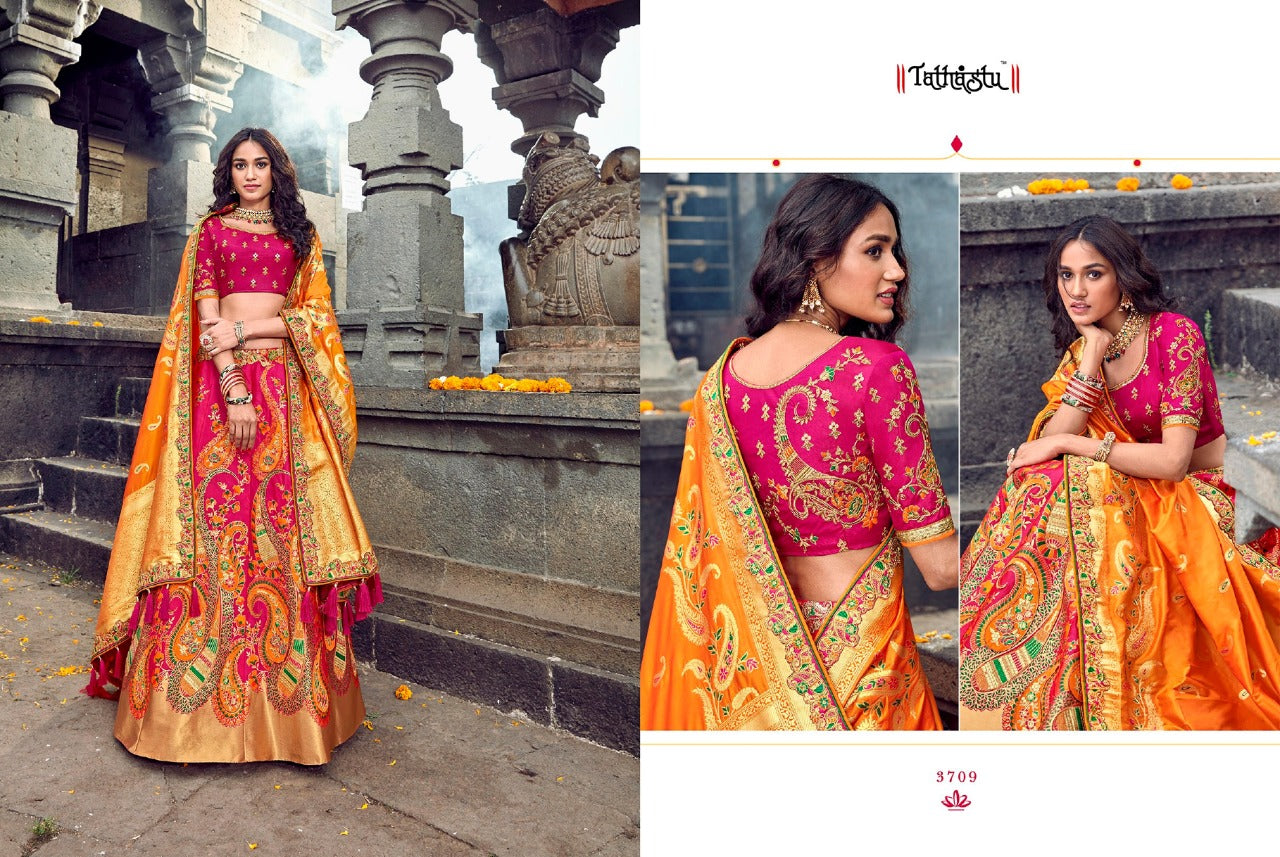 Jacqard Silk Lehengas