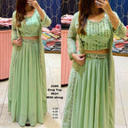 Georgette crop top with skirt and shrug