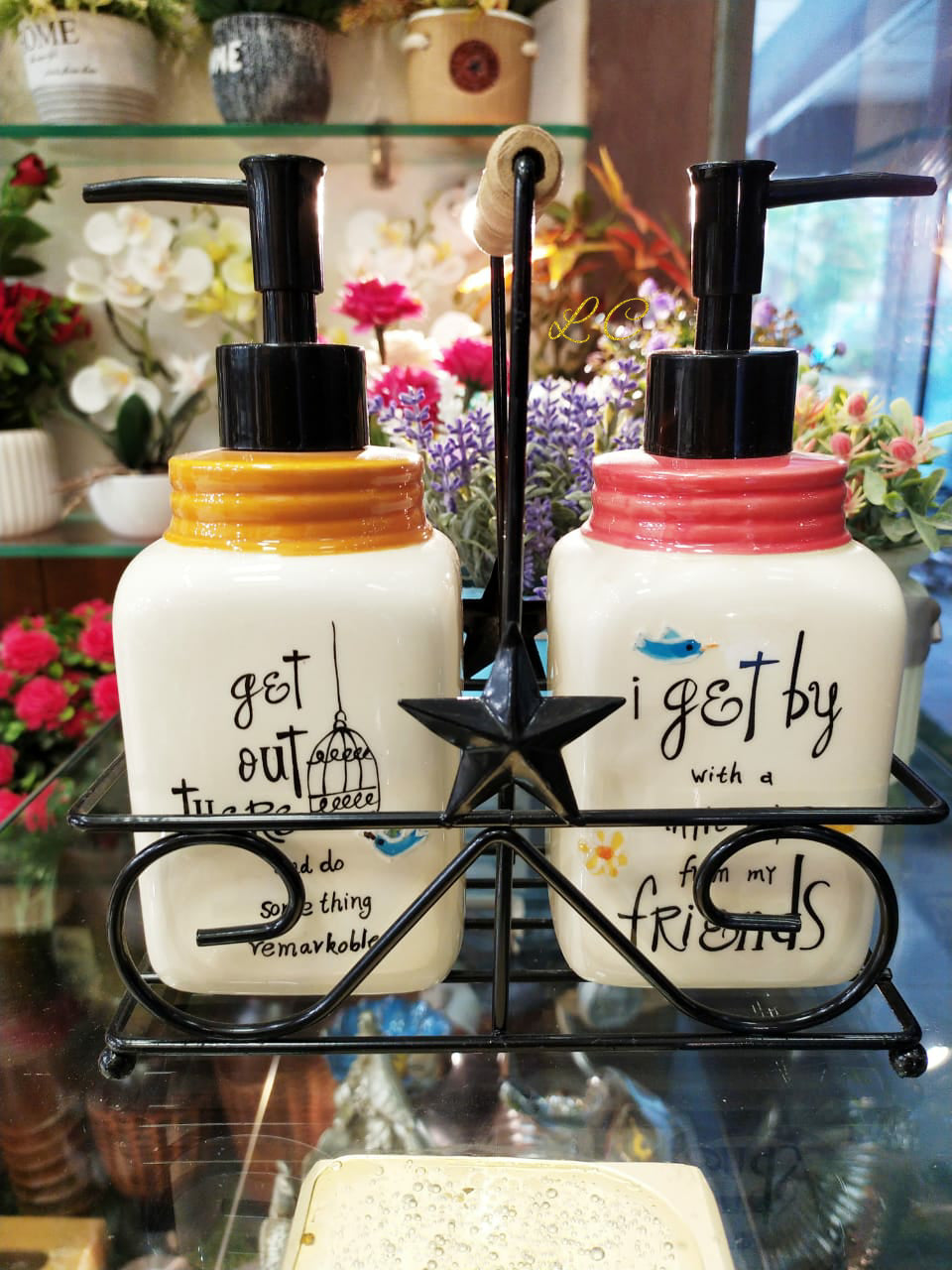 Porcelain Dispensers with Steel Stand