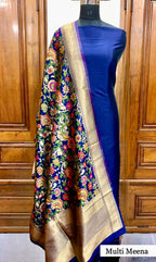 Plain Silk Suit with Benarsi Weaving Dupatta
