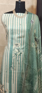 Printed Pashmina Shirt Self-Printed Pashmina Bottom with Chiffon Dupatta