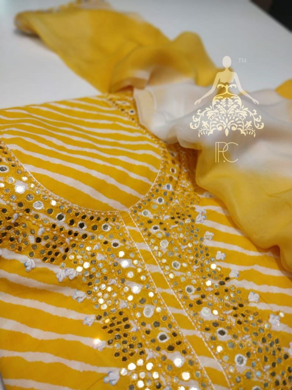 Cotton Lehriya with Chiffon Dupatta