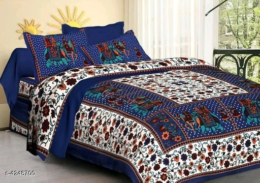 Graceful Pure Cotton 94x86 Double Bedsheets Vol 10