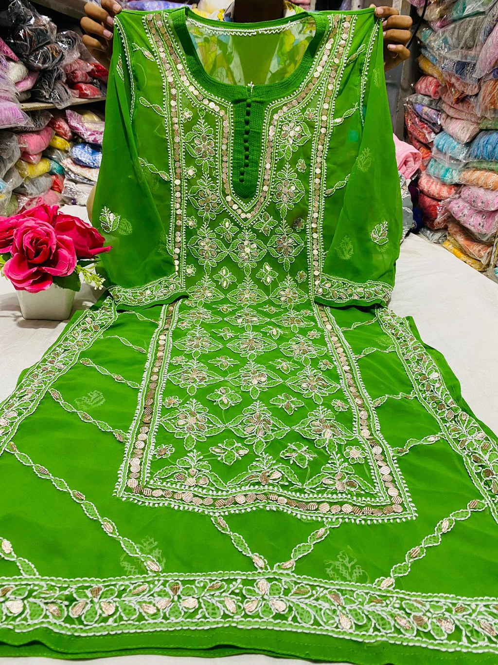 Chikankari Gota Work Kurtis