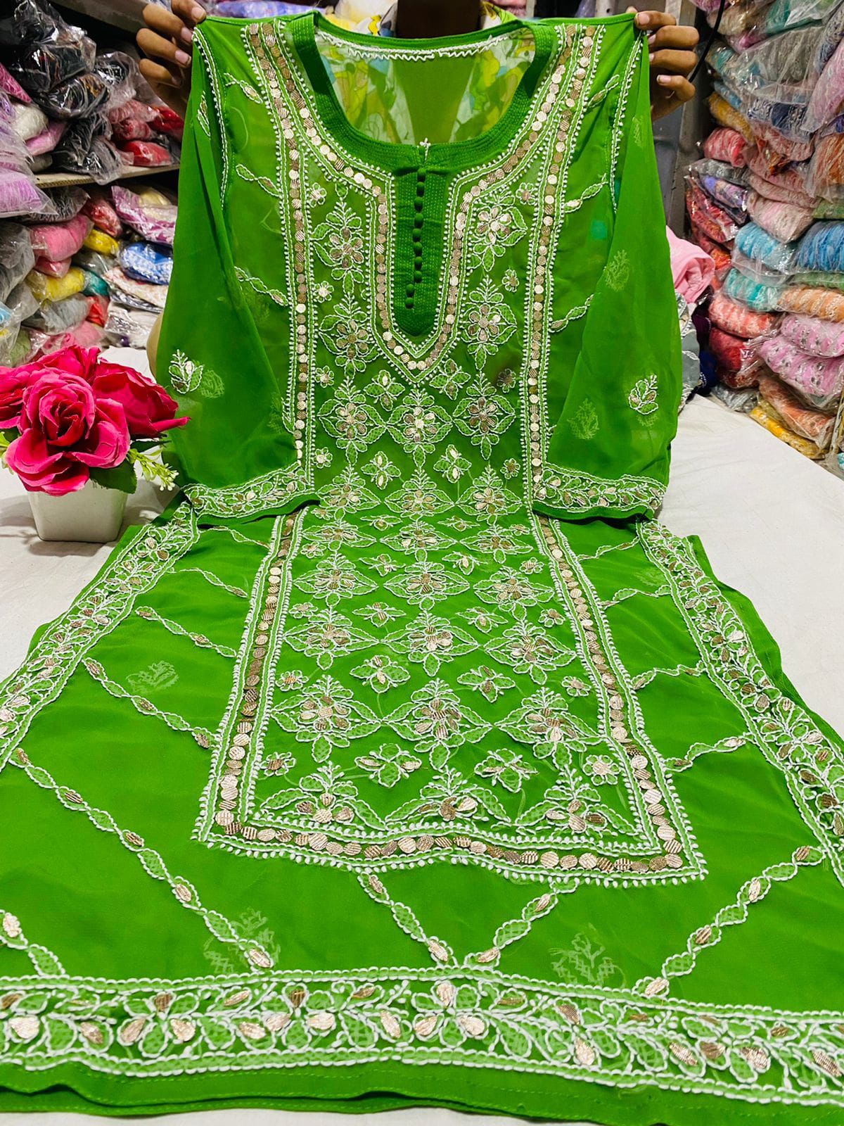 Chikankari Gota Work Kurtis