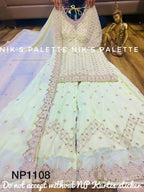 Georgette Kurti Sharara Set with heavy embroidery