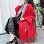 Embroidery Sleeves Poncho/Shawl