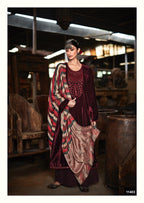 Velvet Embroidery Top n Stole with Pashmina Bottom