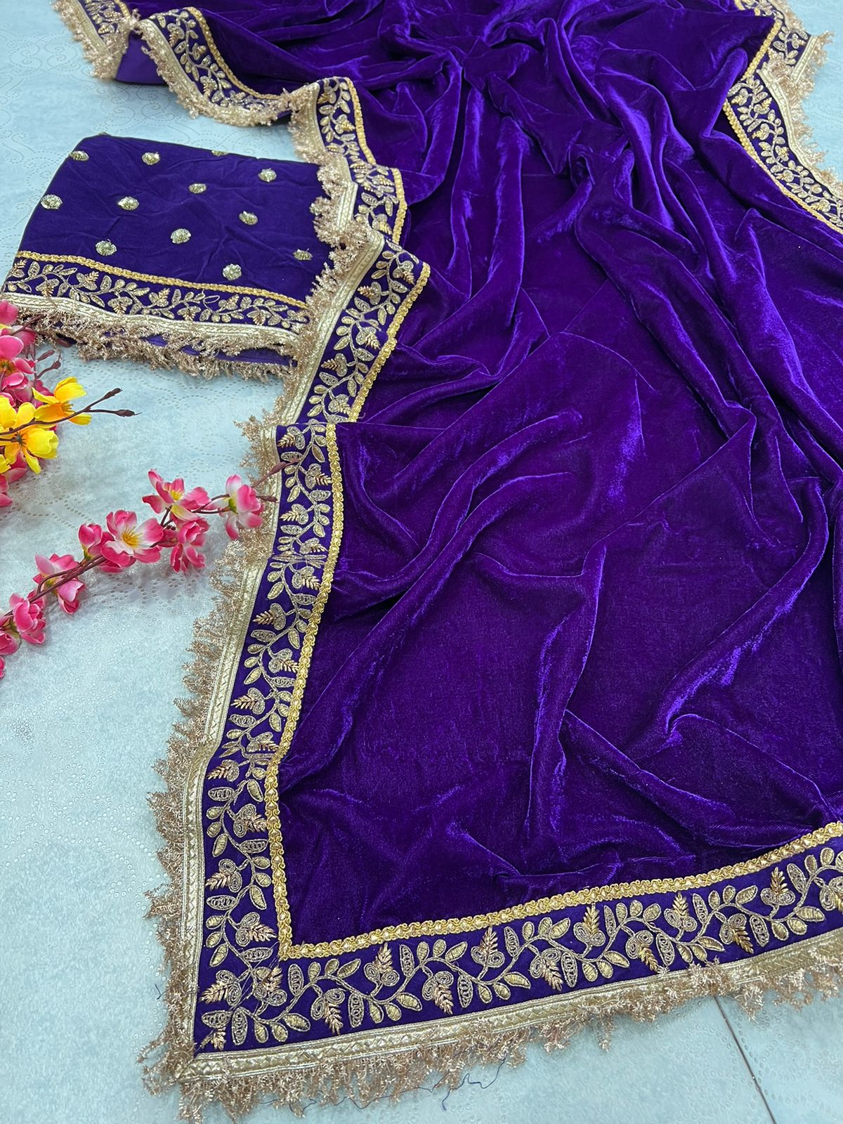 Designer Velvet Saree