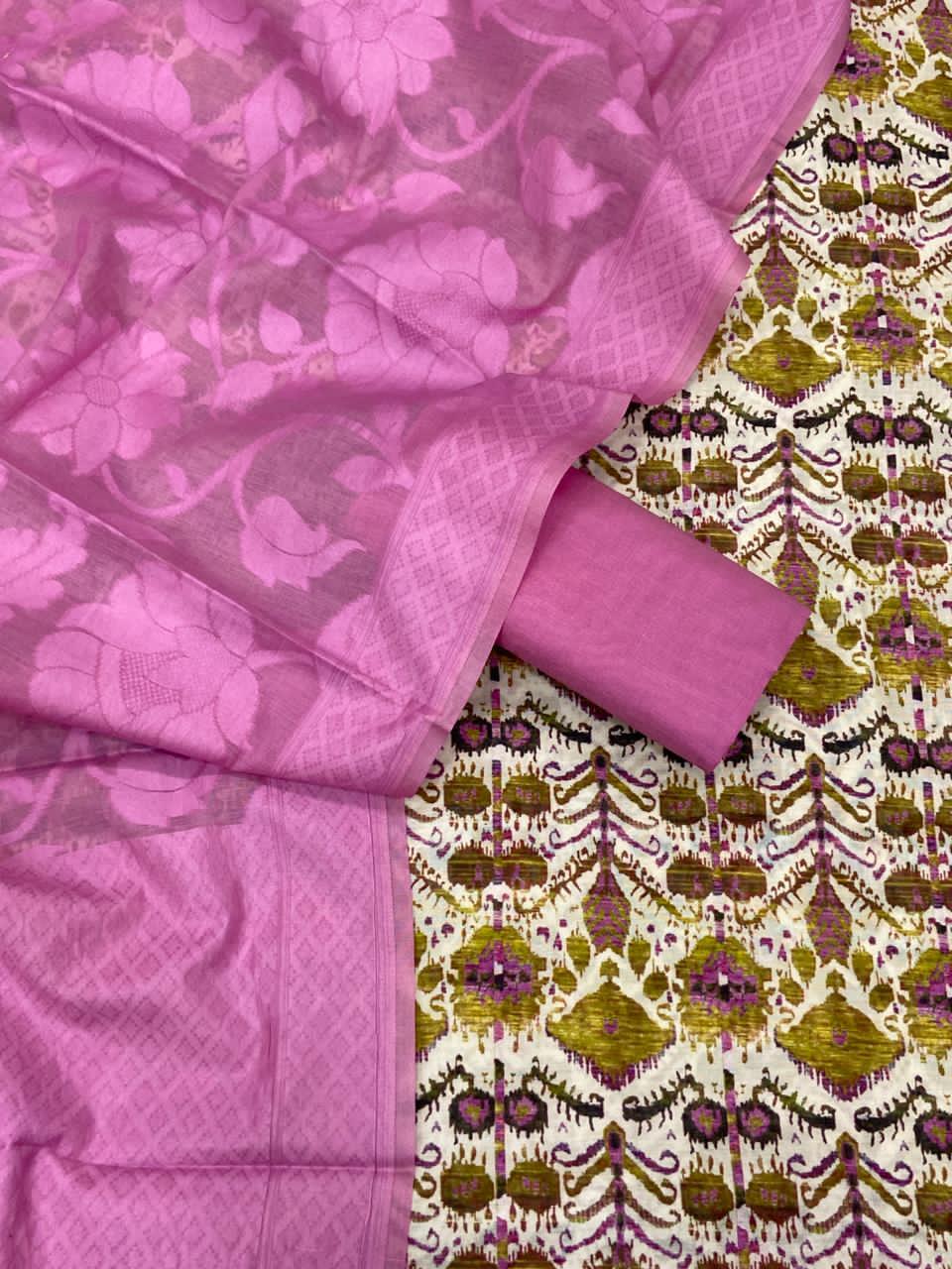 Chanderi Digital Print Shirt with Patola Dupatta