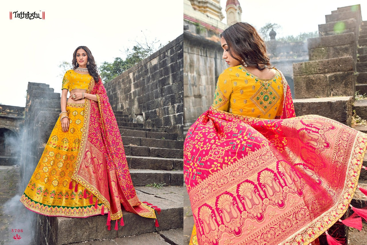 Jacqard Silk Lehengas