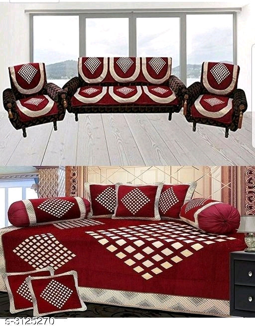 Elite Attractive Diwan Sets and Sofa Covers Combo Vol 1 M8
