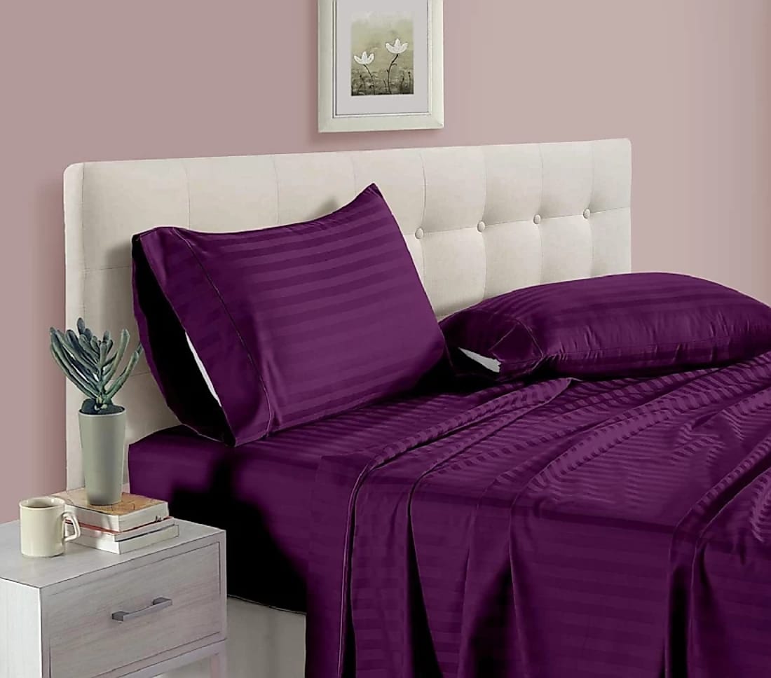Satin Stripe Double Bedsheets