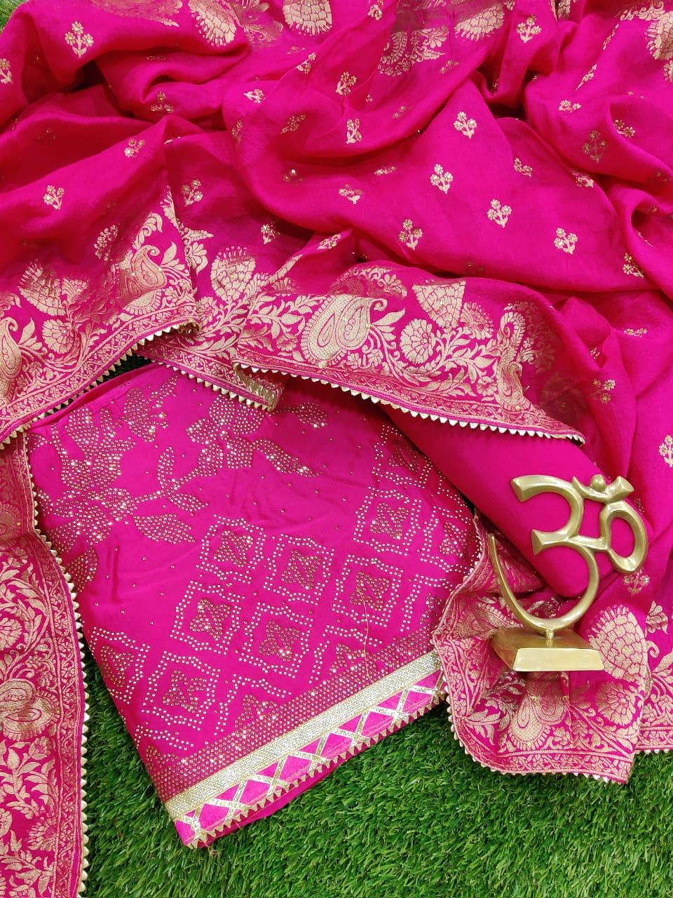 Beautiful Uppada Silk Suit with Swarovski