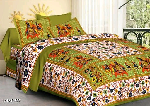 Graceful Pure Cotton 94x86 Double Bedsheets Vol 10