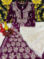 Beautiful Georgette Chikan Kurti Sharara