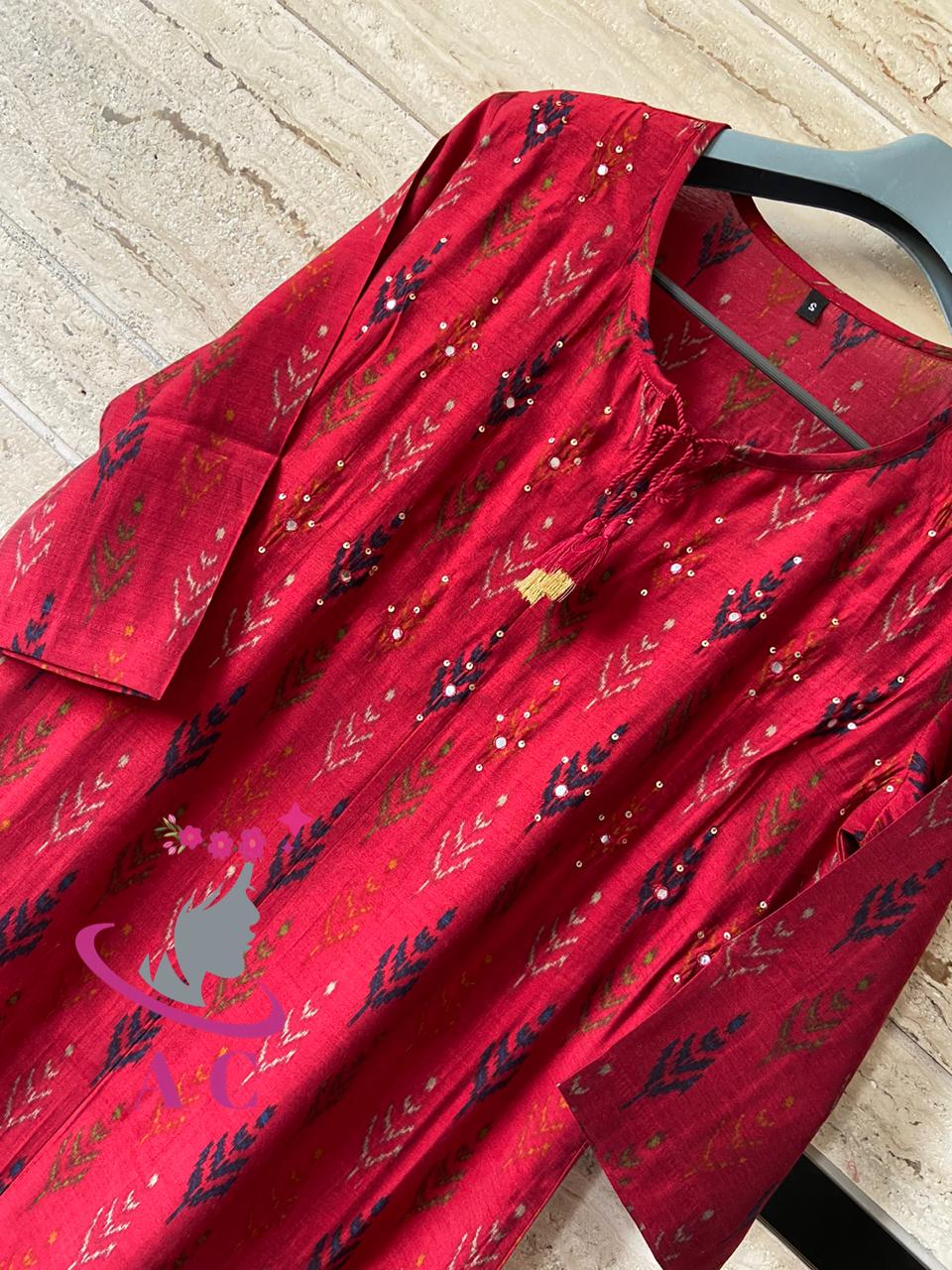 Cotton Silk Stitched Shirt (Sequins) with Pant