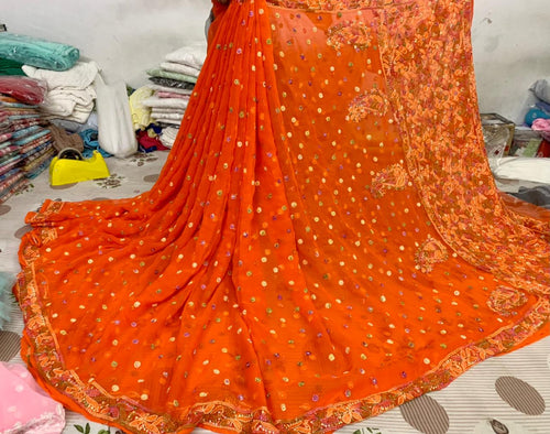 Georgette Sarees with resham keel work