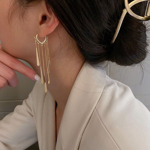 Gold Electroplated Buckle Long Earrings