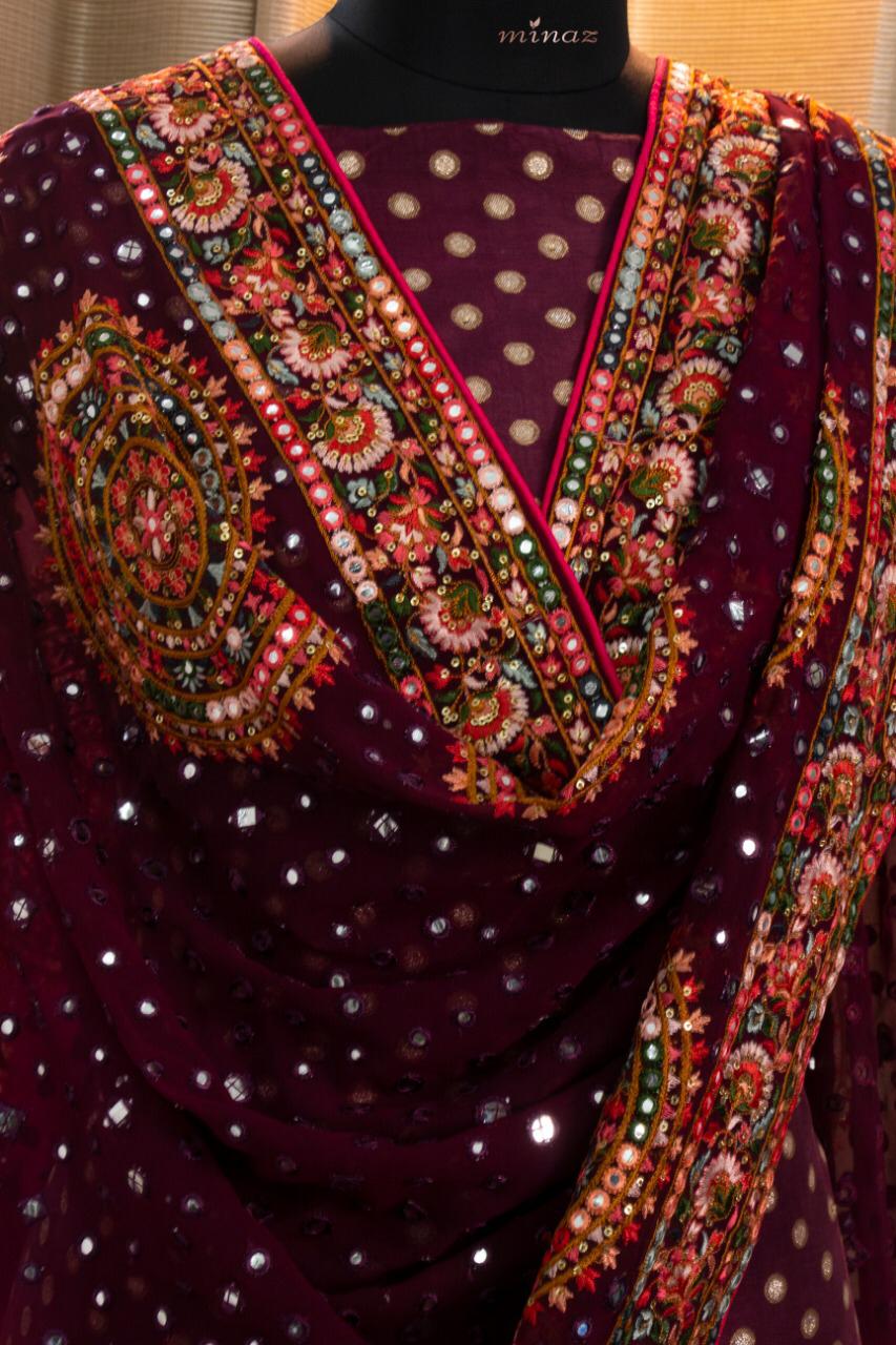 Opara Silk Suits with heavy embroidery dupatta