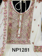 Georgette pleated gown with sequins embroidery
