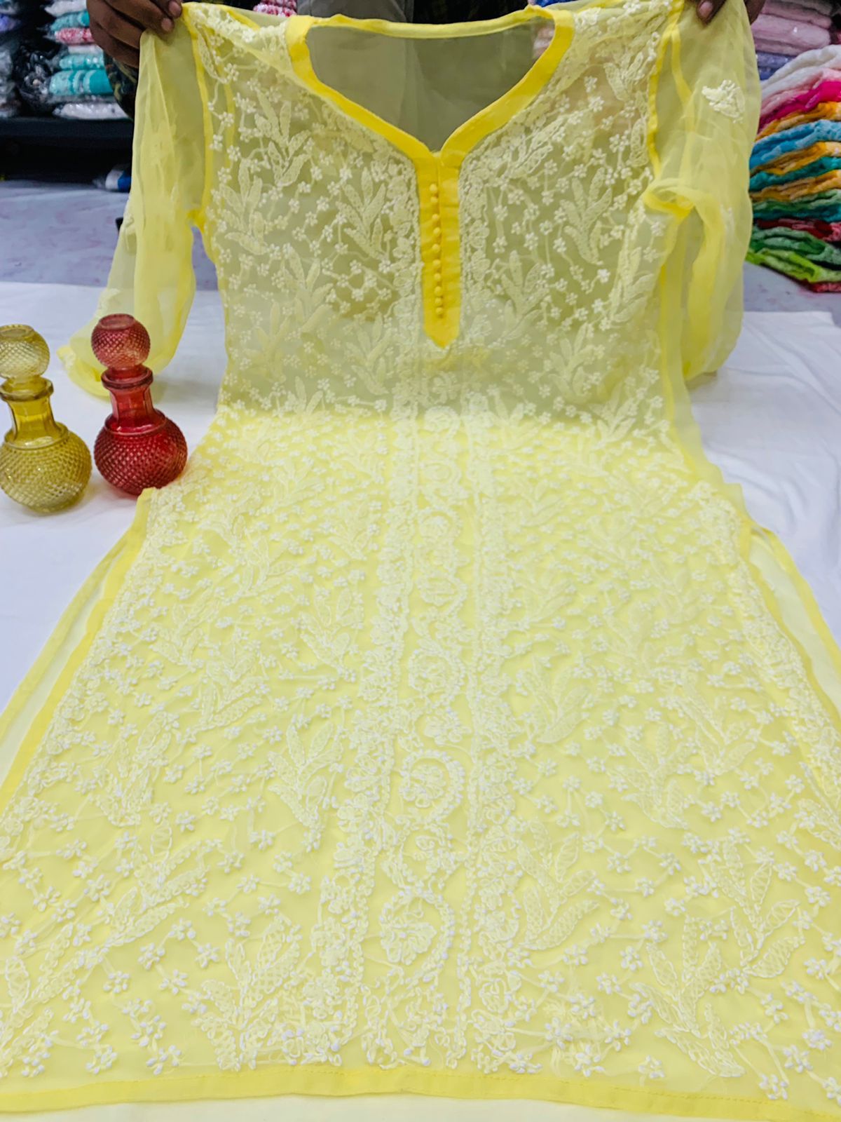 Georgette Chikankari Long Kurtis