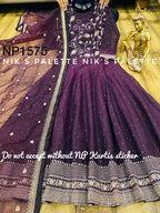 Viscose Modal Chanderi Anarkali with badla work