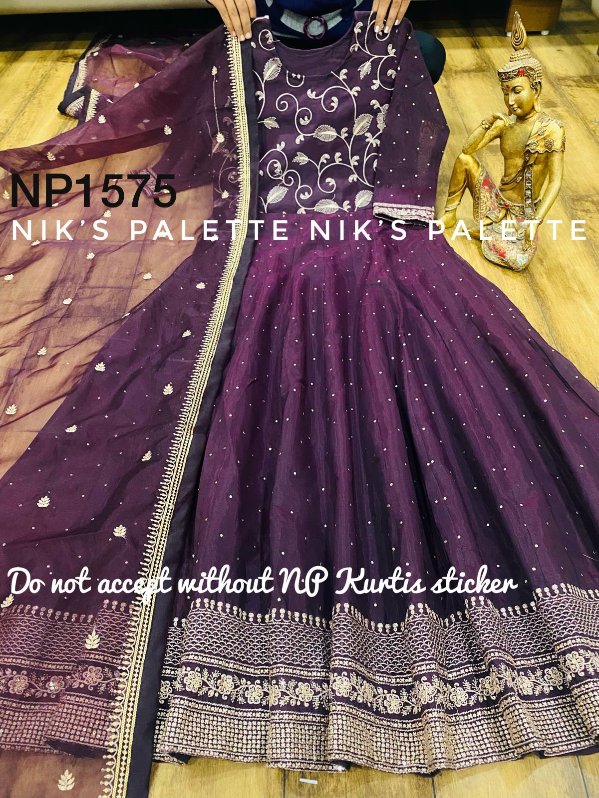 Viscose Modal Chanderi Anarkali with badla work