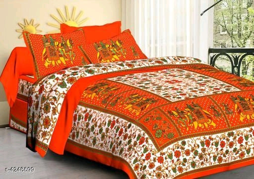 Graceful Pure Cotton 94x86 Double Bedsheets Vol 10