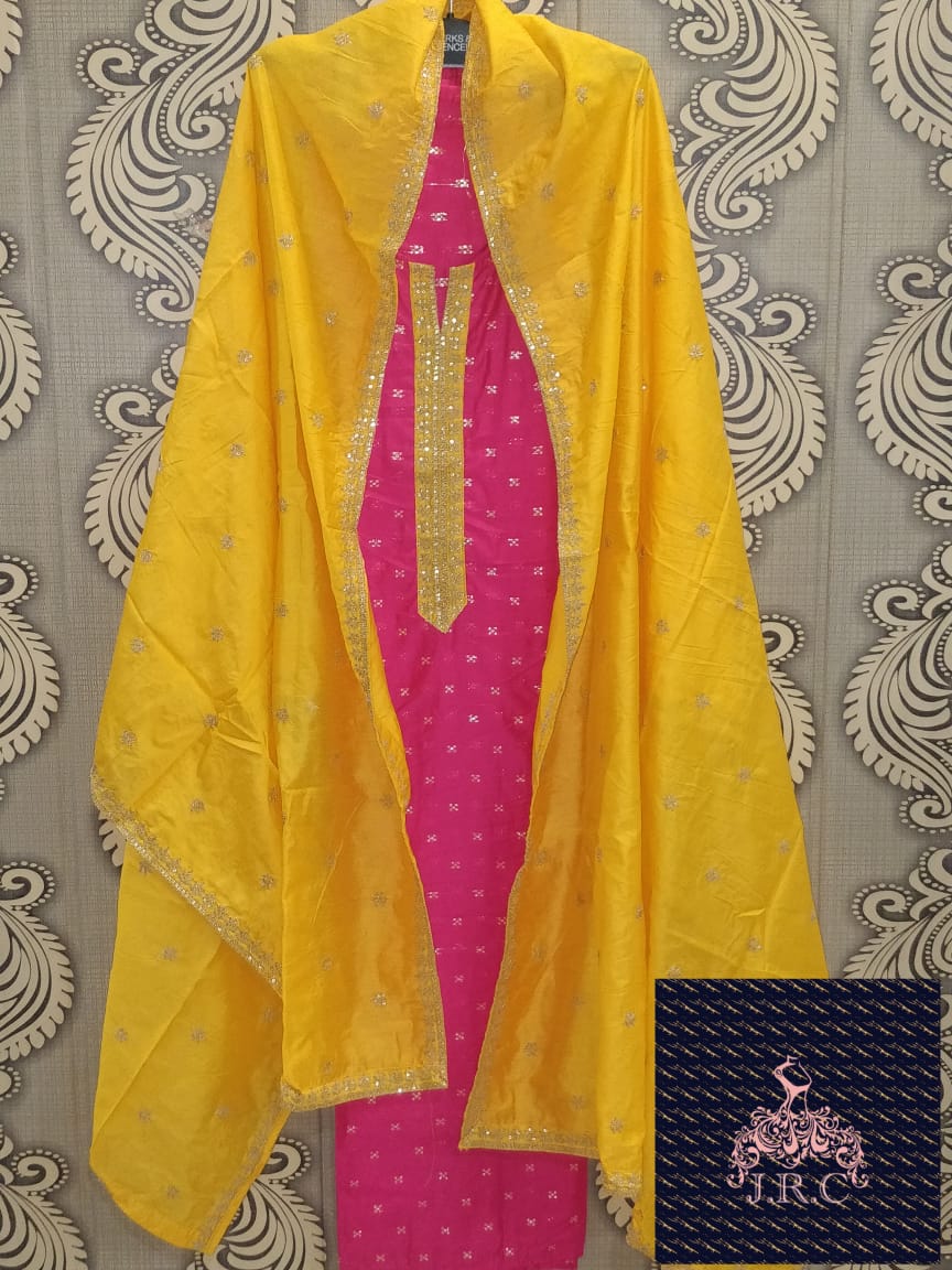 Royal Benarsi Silk Shirt with contrast dupatta