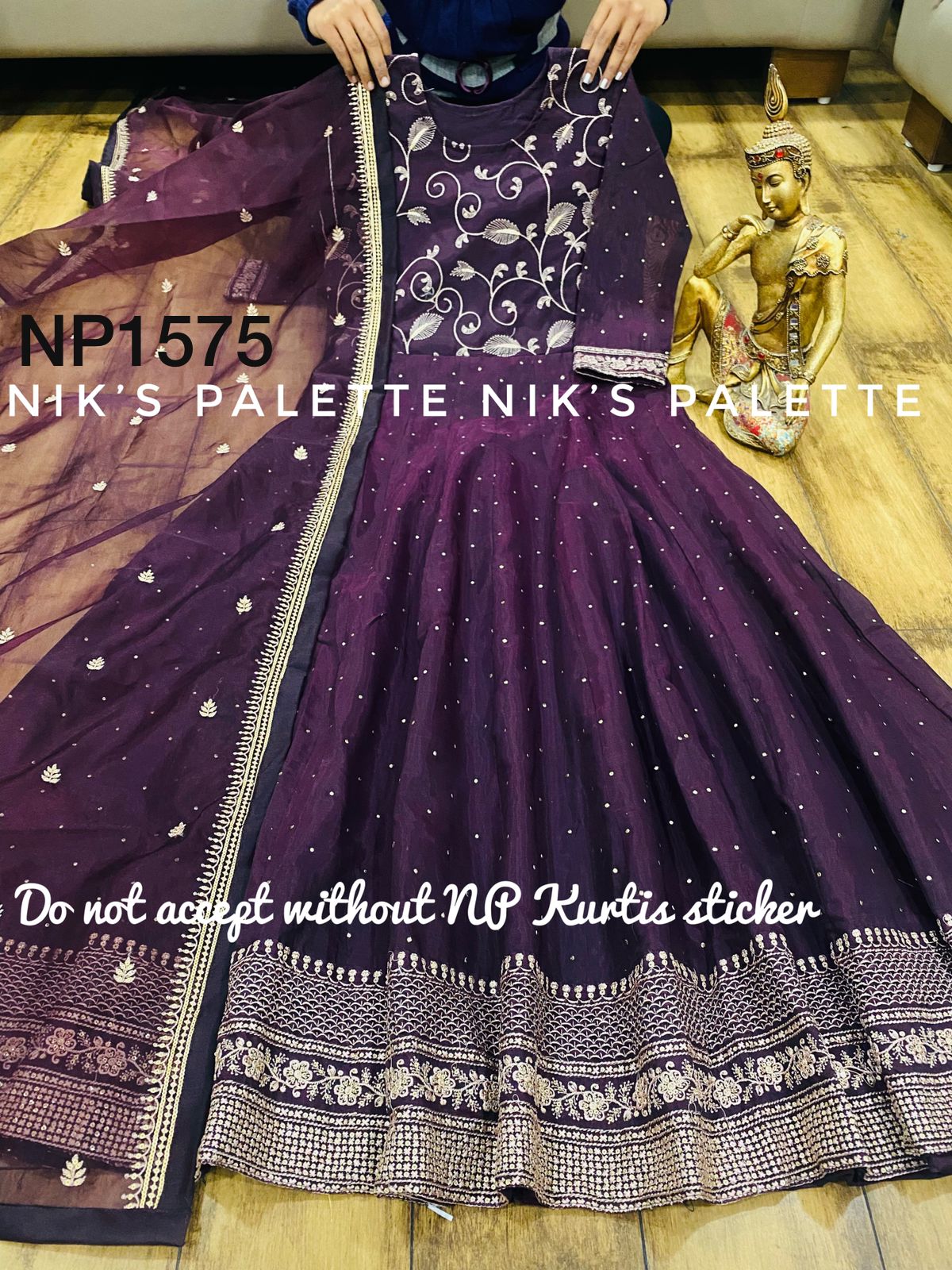 Viscose Modal Chanderi Anarkali with badla work