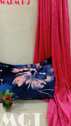 Plain Bedsheet with Printed Pillow Covers