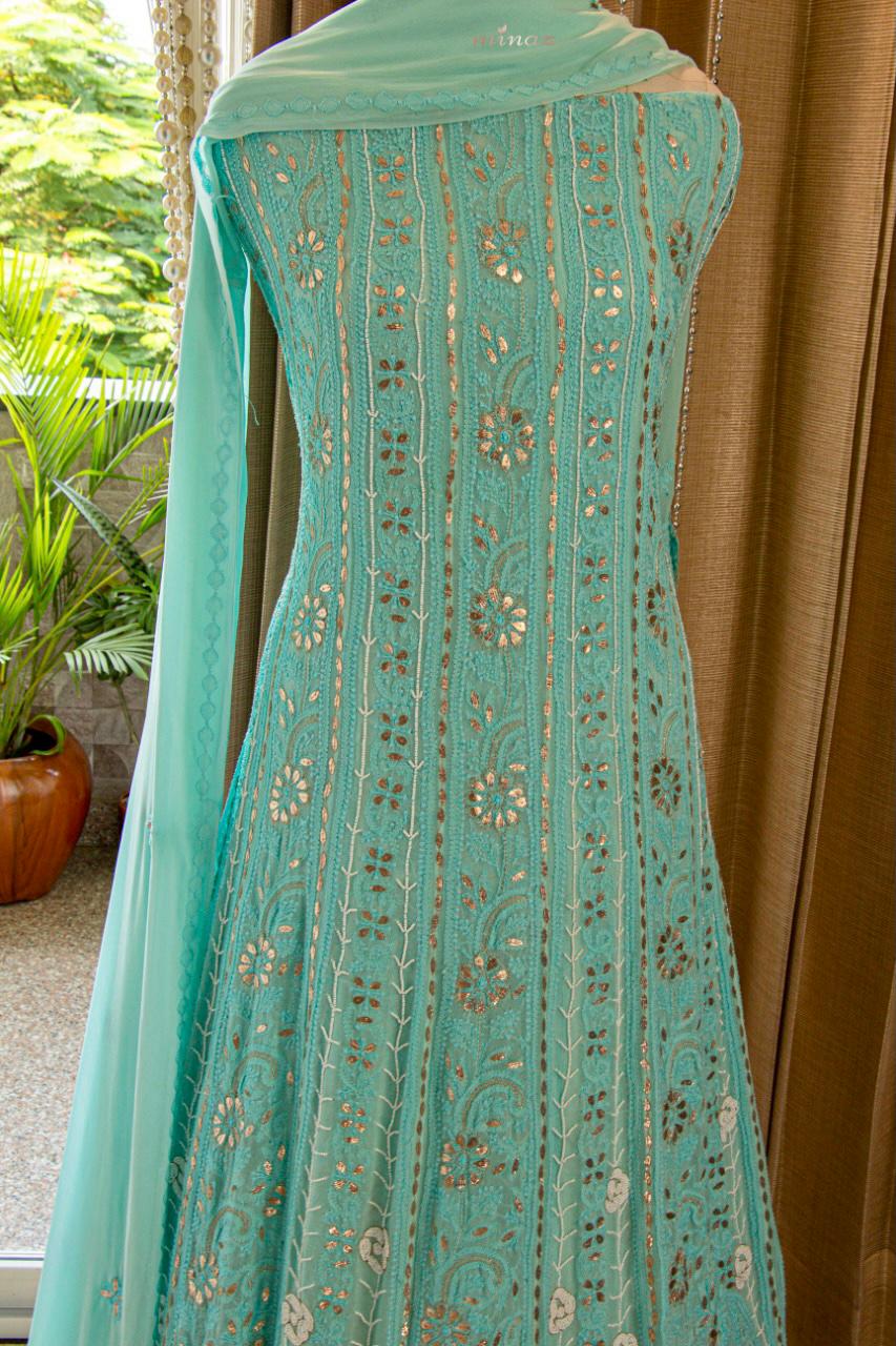 Anarkali with dense pearl work