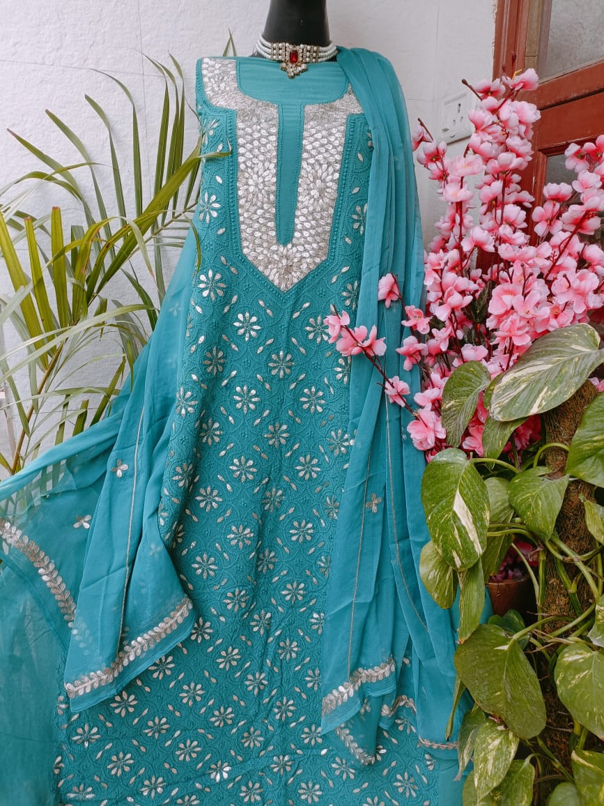 Viscose Georgette Gorgeous Chikankari Kurta n Dupatta Set