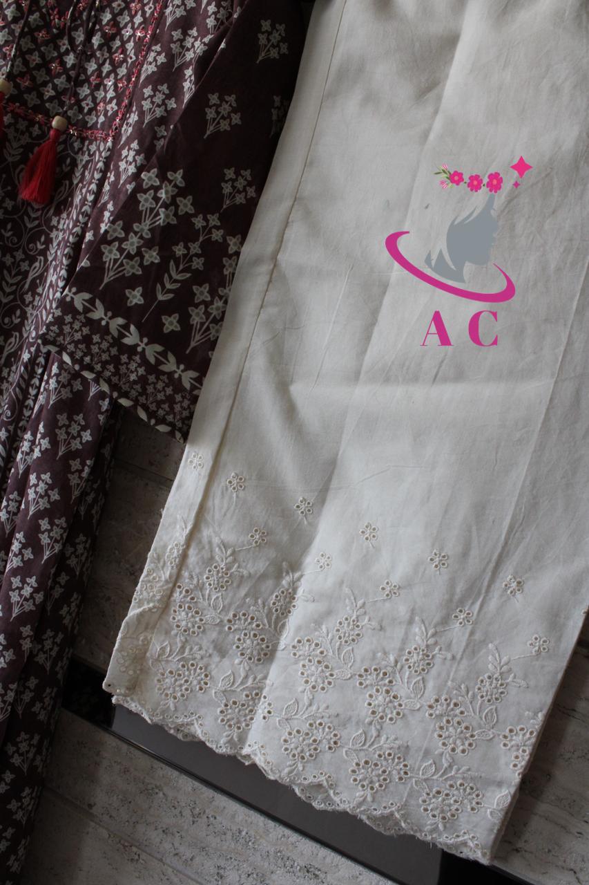 Cotton Silk Printed Stitched Kurti with Palazzo
