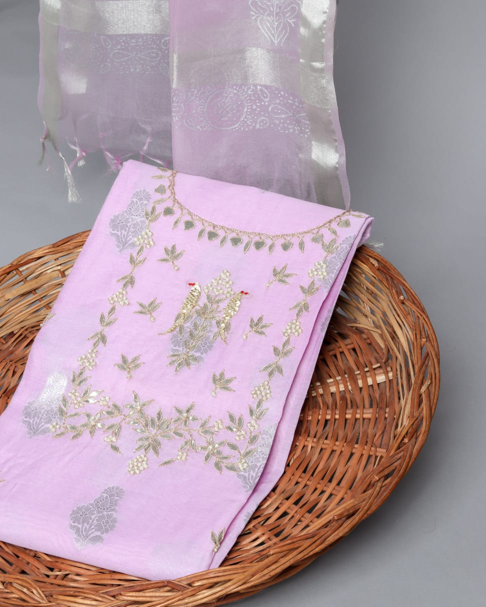 Chanderi Silk Shirt with Organza Dupatta