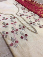 Chanderi Shirt with Gotta work, Benarsi Silk Colored Dupatta n Shantoon Bottom
