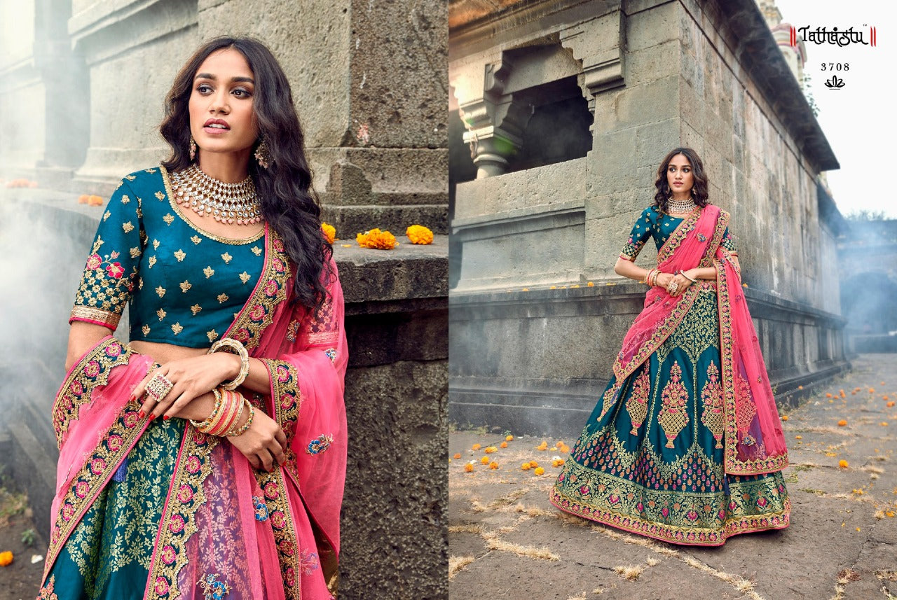 Jacqard Silk Lehengas
