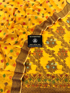 Benarsi Cotton Silk Suit with Zari and Resham weaving