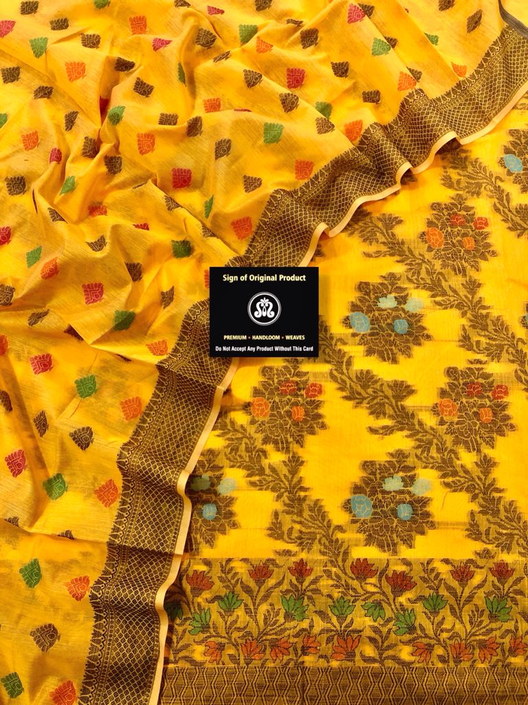 Benarsi Cotton Silk Suit with Zari and Resham weaving