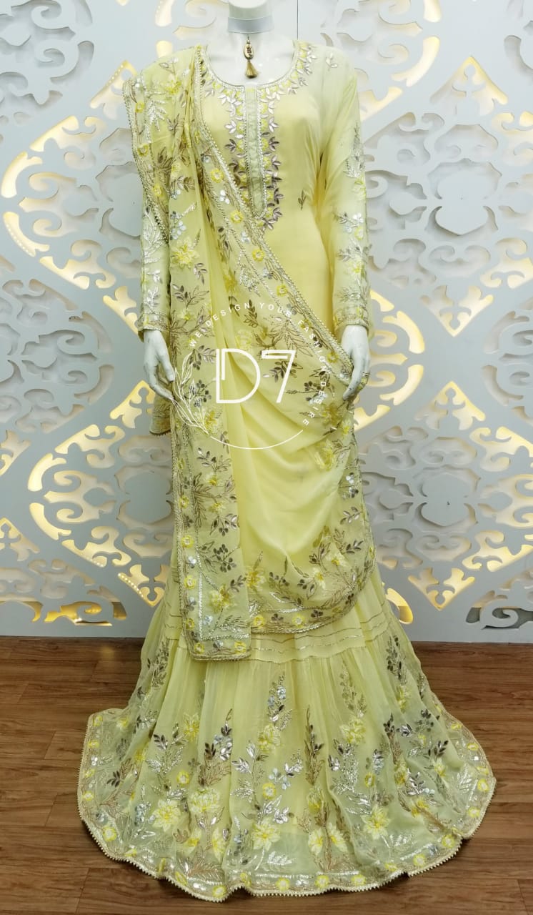Beautiful Georgette Semi-stitched with Gota work