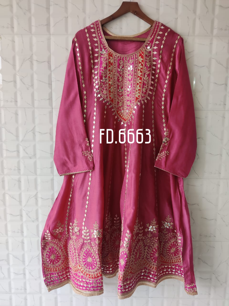 Upada Silk Short Anarkali with Salwar