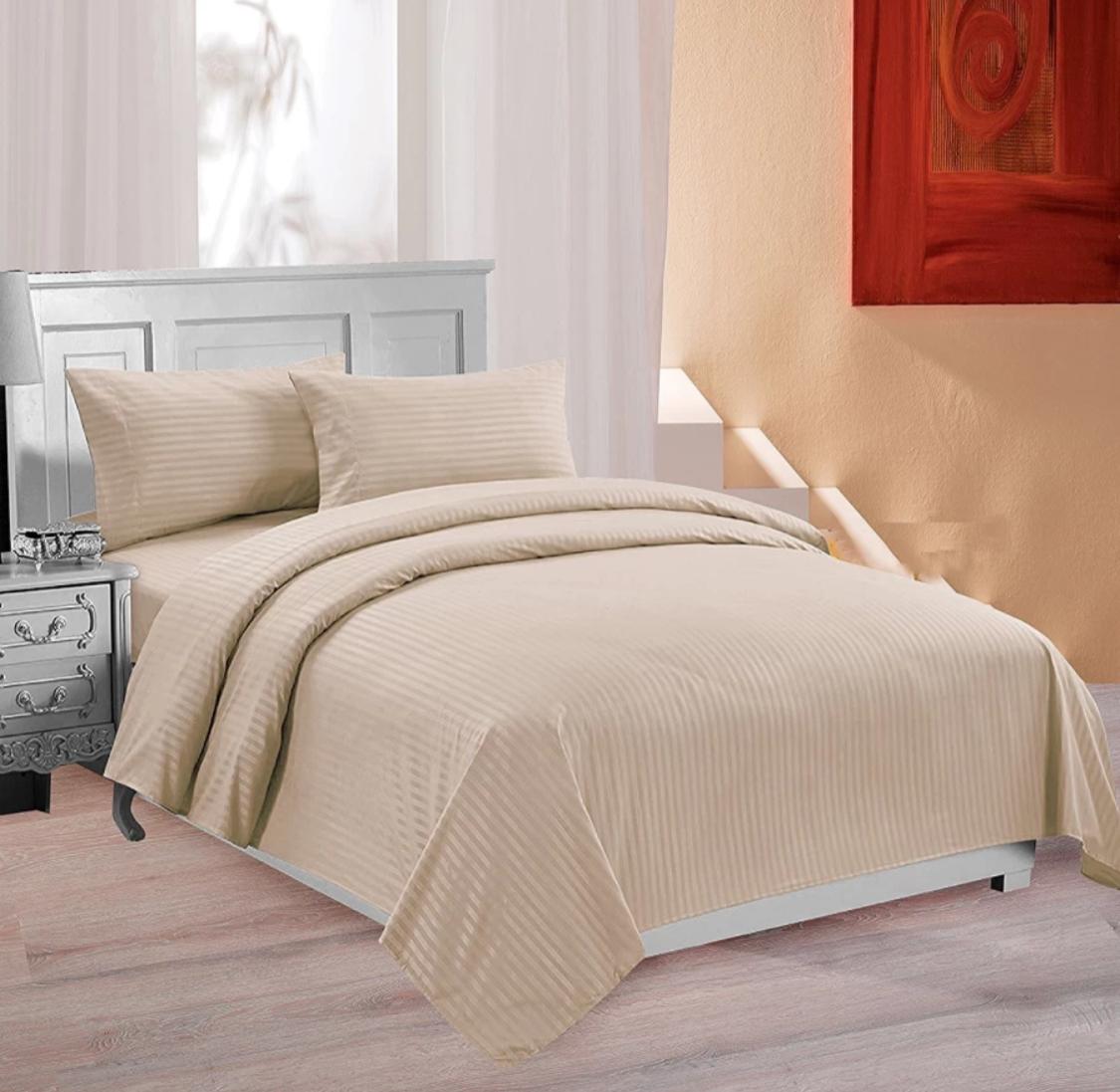 Satin Stripe Double Bedsheets