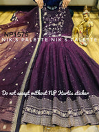 Viscose Modal Chanderi Anarkali with badla work