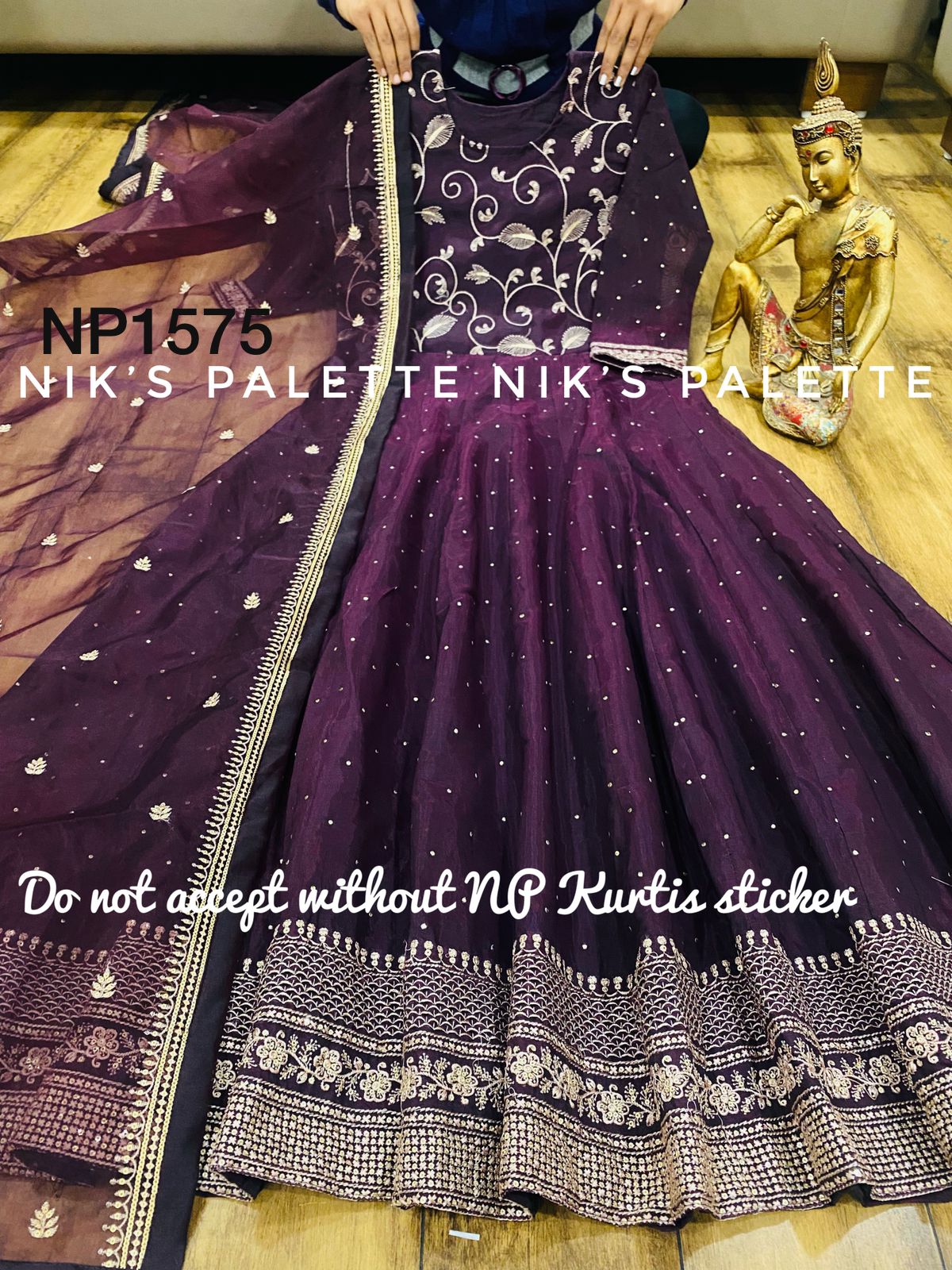 Viscose Modal Chanderi Anarkali with badla work