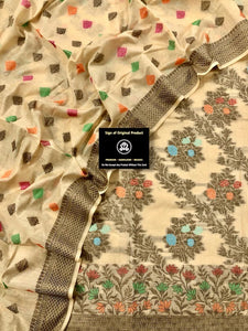 Benarsi Cotton Silk Suit with Zari and Resham weaving